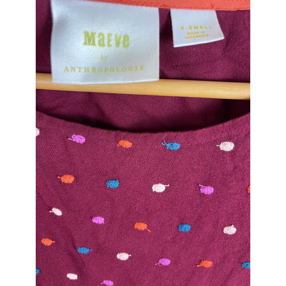 Anthropologie Maeve Multicolored Dottie Embroidered Blouse Size XS - Picture 8 of 10